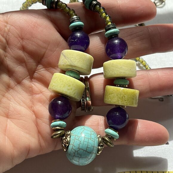 Carol Kent Semi-precious and glass beaded necklace - Picture 5 of 8